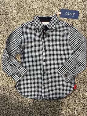 NWT Baker Toddler Button Up Dress Shirt Geometric Pattern Special Occasion